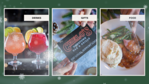 Blog Post Banner Image featuring sangria drinks, a chelo's gift card, and a picture of a pot roast dinner from Chelo's Restaurants in Rhode Island.